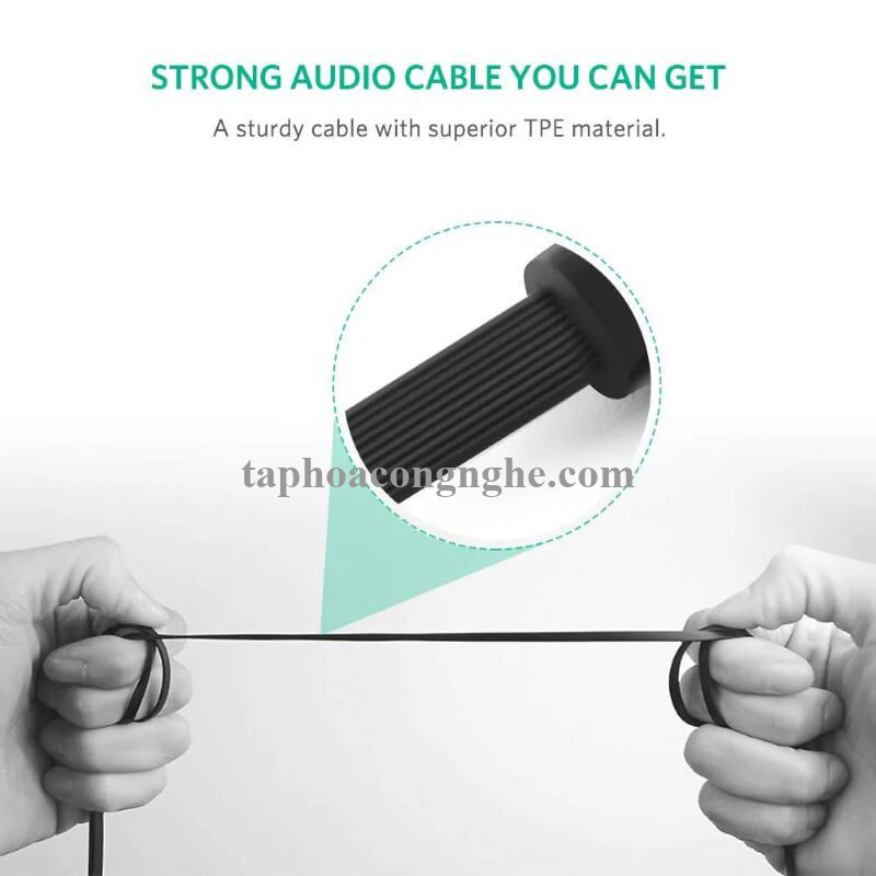 Ugreen 10729 5M màu Đen Cáp âm thanh 2 đầu 3.5mm dương đầu vuông góc mạ vàng AV119 30010729